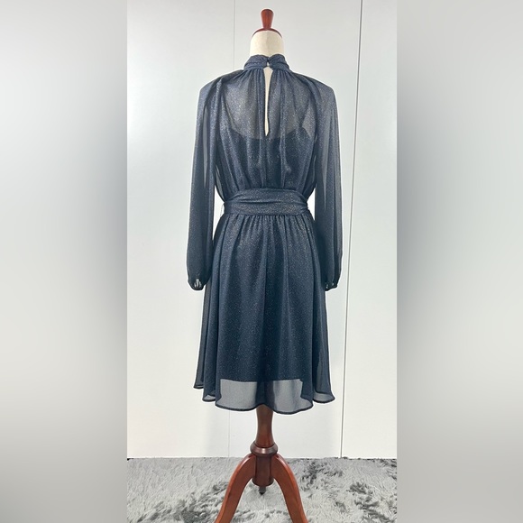 Banana Republic Navy Blue sheer dress with gold speckles - Picture 6 of 14